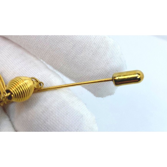 Vintage Adjustable Asian Theme Gold Tone Fan Stick Pin - Picture 7 of 13